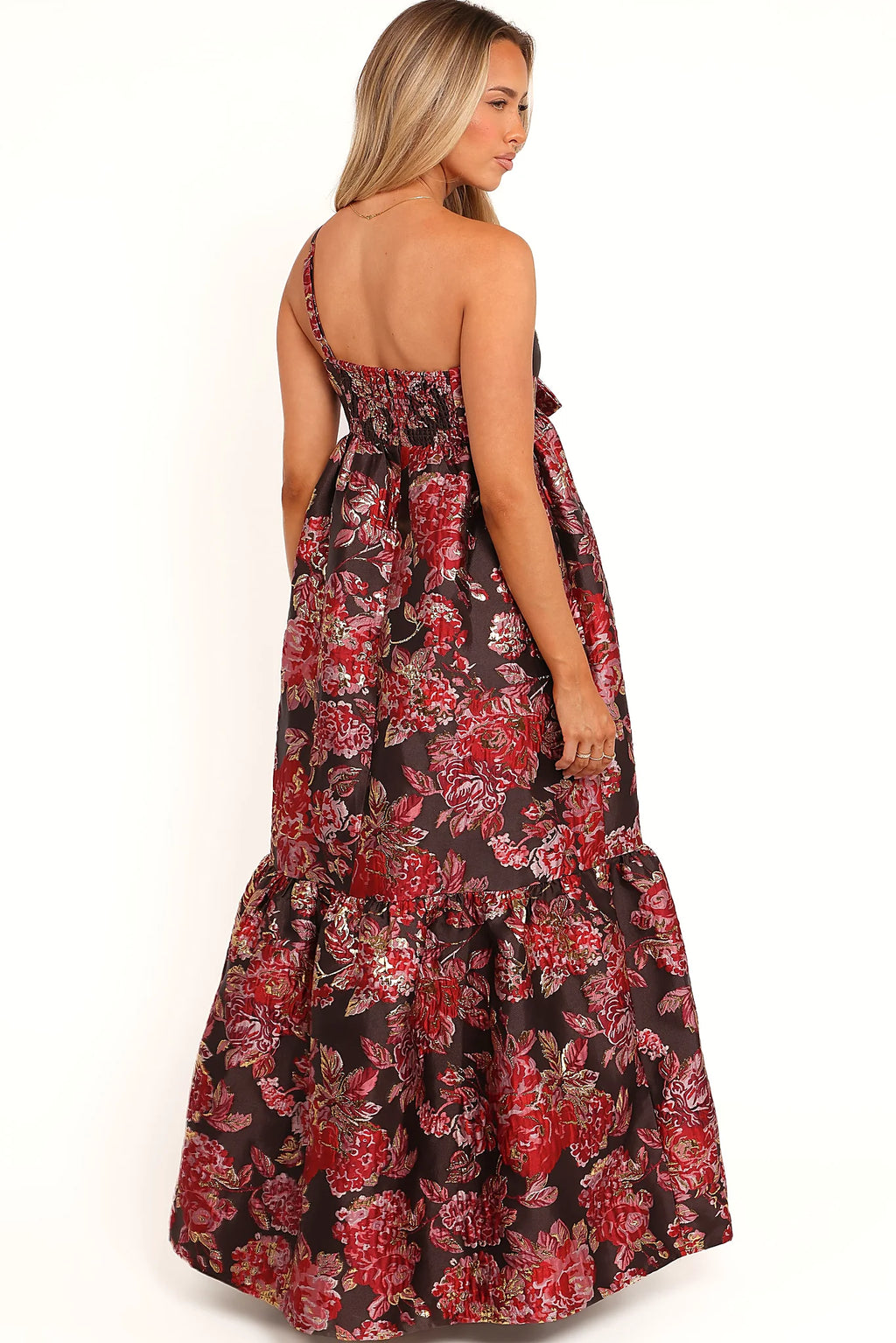Betina Bow Front Maxi Dress - Brown Floral