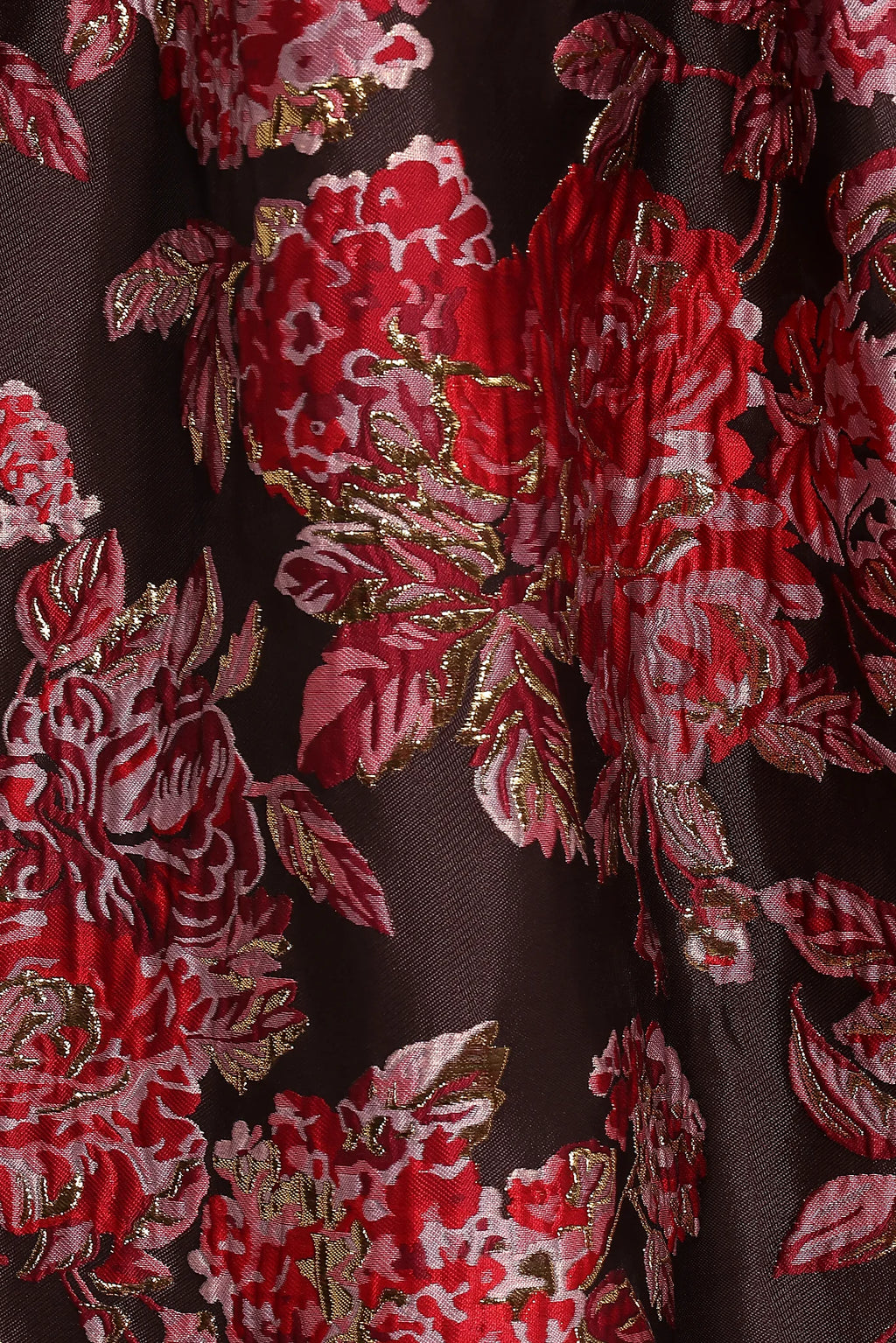 Betina Bow Front Maxi Dress - Brown Floral