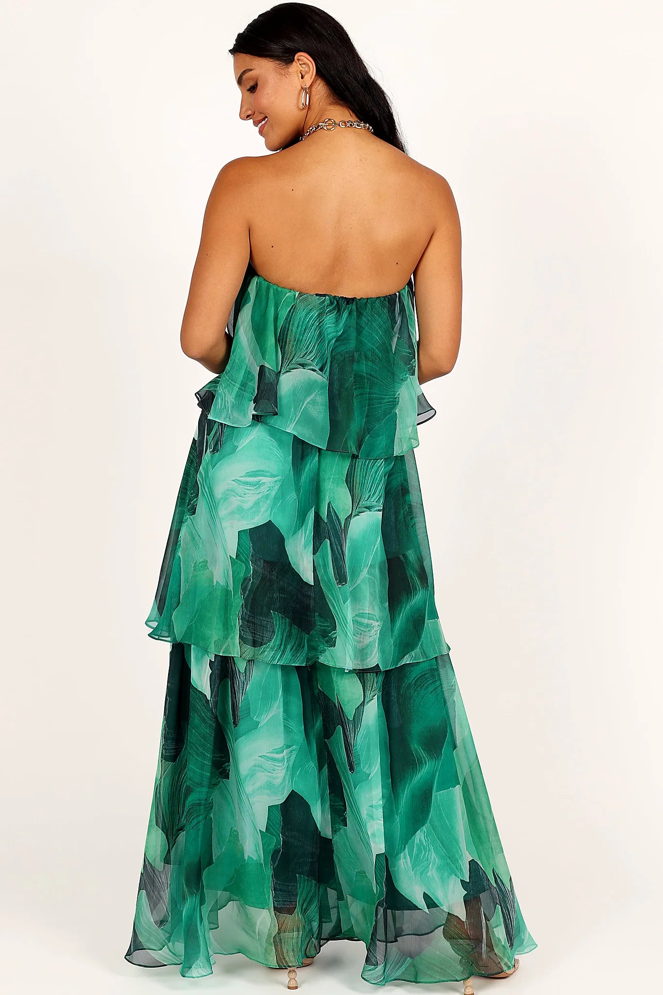 Bloom Strapless Maxi Dress - Green Floral