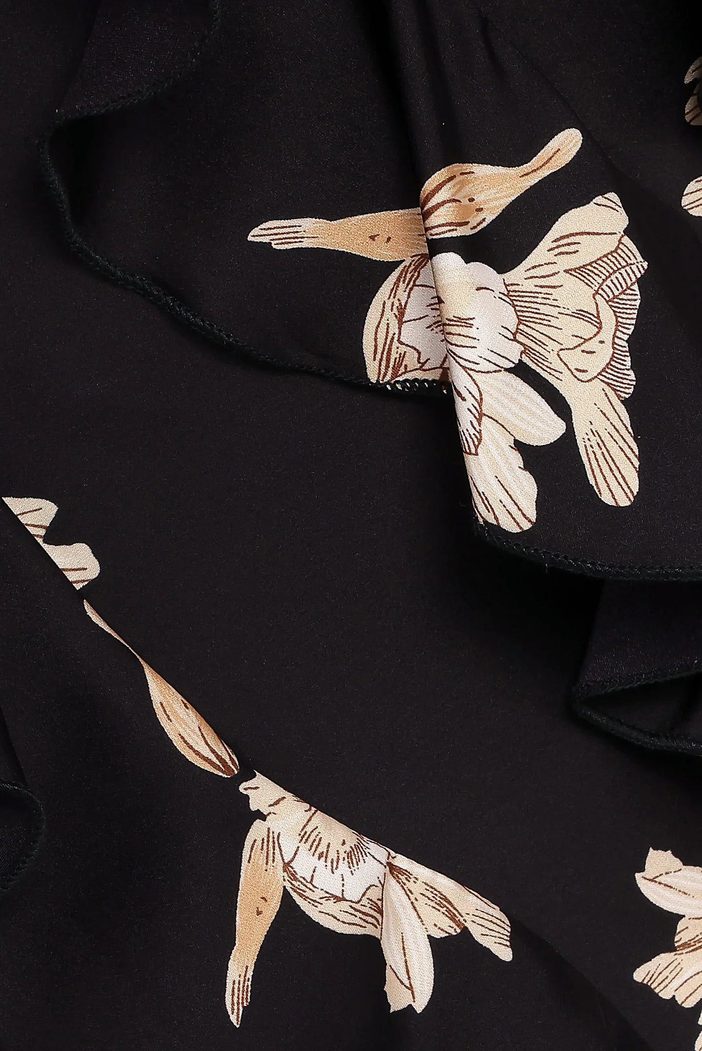 Ciao Ruffles Maxi Satin Dress - Black Floral