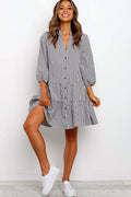 Gingham print oversized mini dress with a V neckline