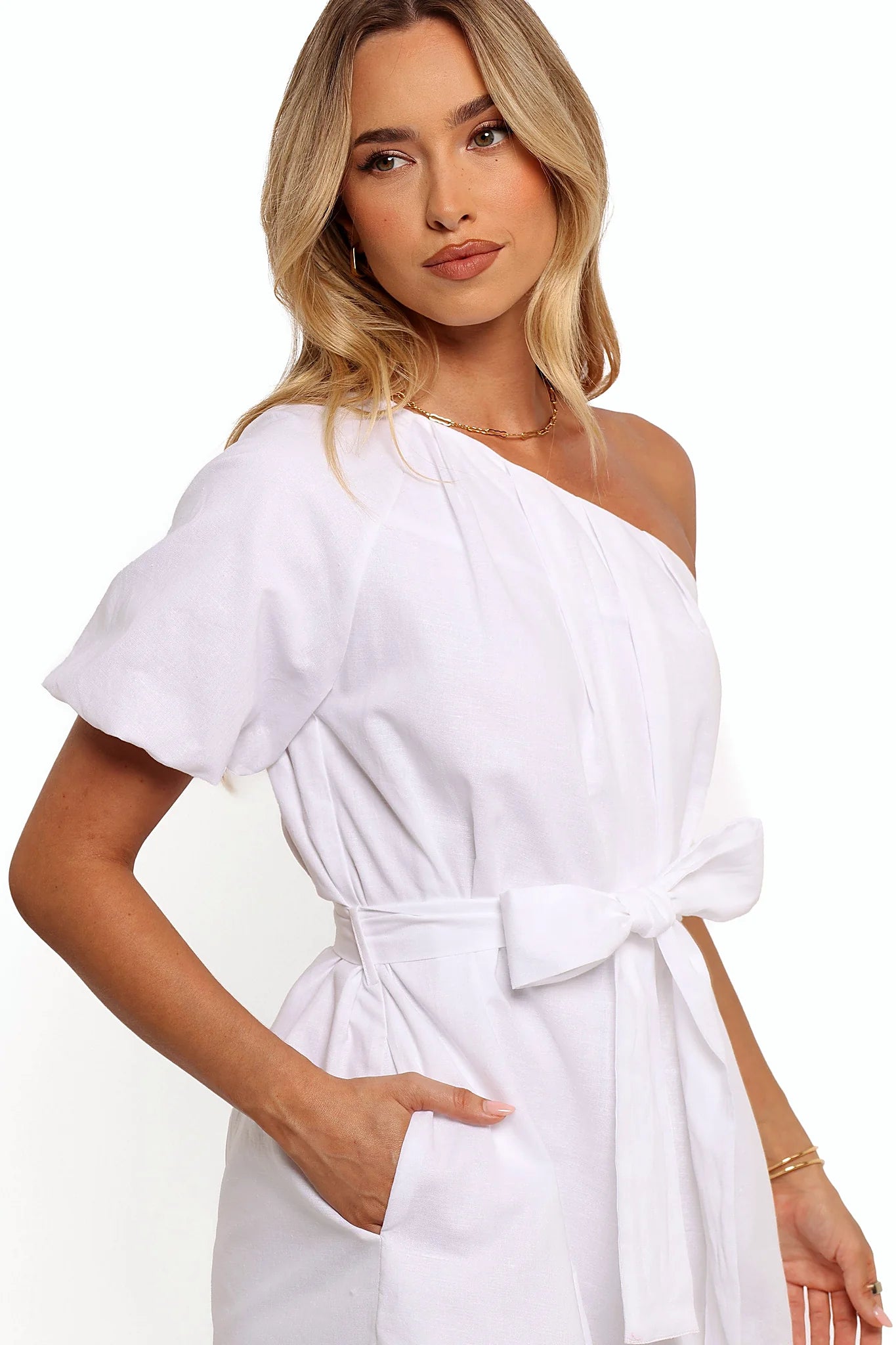 Dylan One Shoulder Mini Dress - White