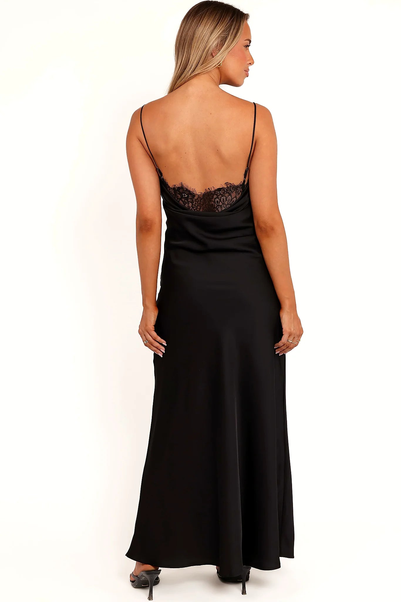 Evana Lace Maxi Dress - Black
