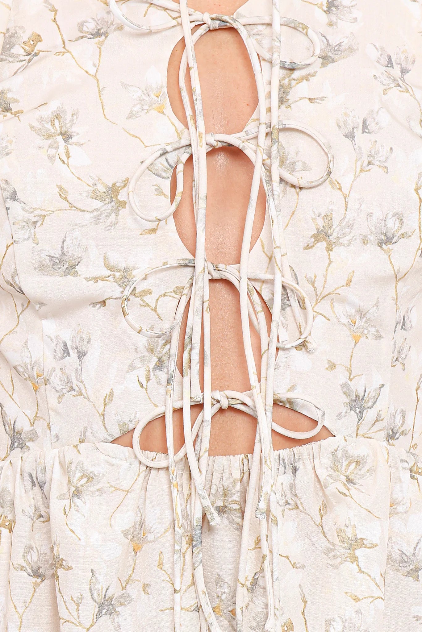 Kathleen Maxi Dress - Light Beige/Green Floral
