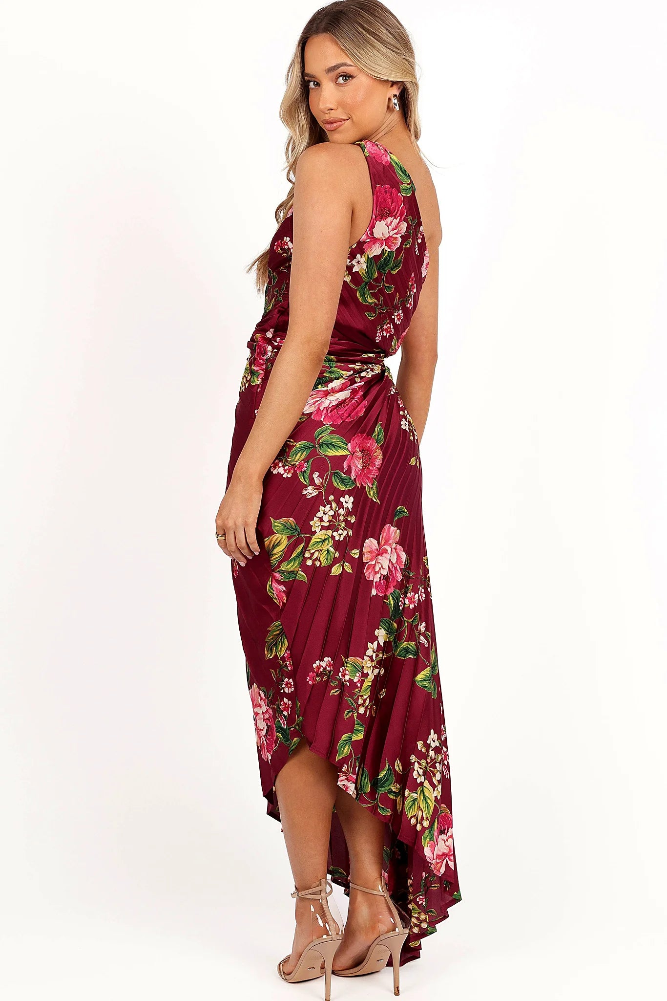 Kleo One Shoulder Maxi Dress - Burgundy Floral