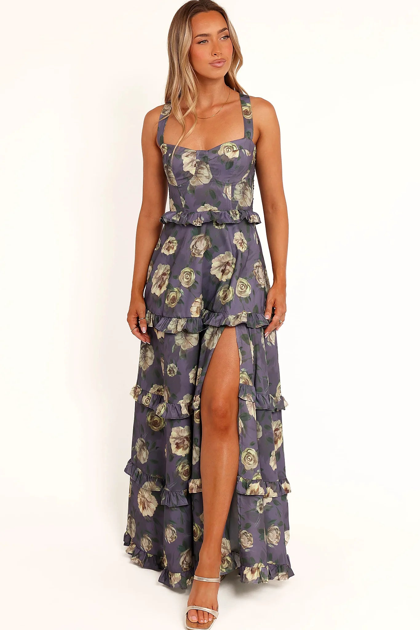 Lillee Tiered Maxi Dress - Lavender Floral