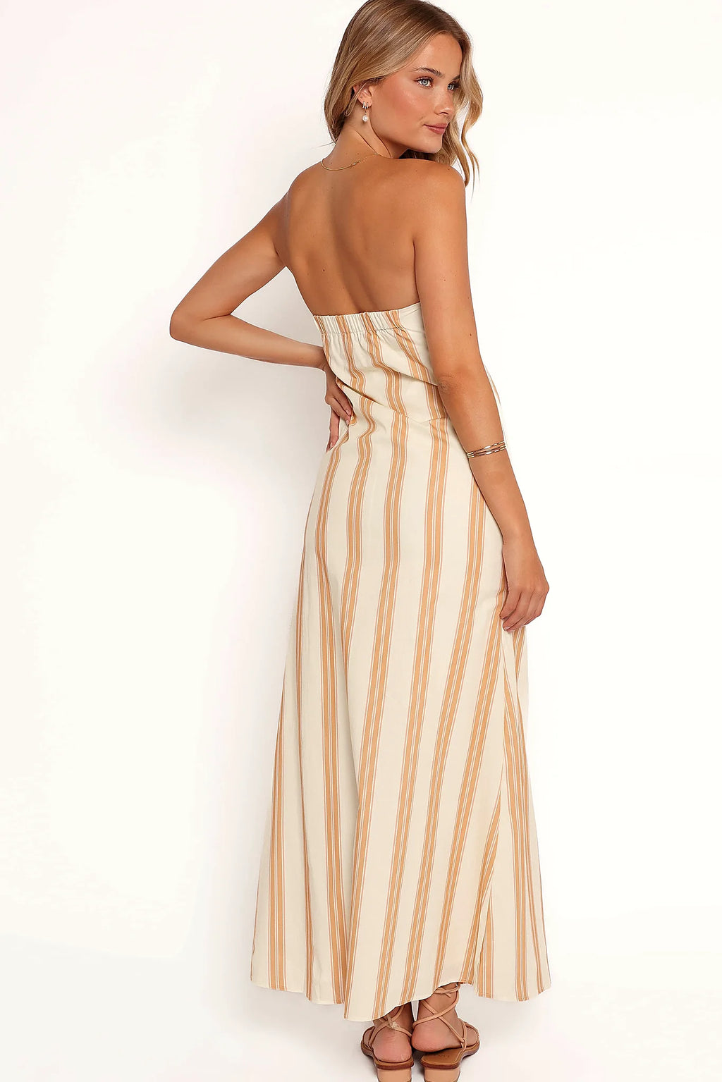Luisa Midi Dress - Brown Stripe
