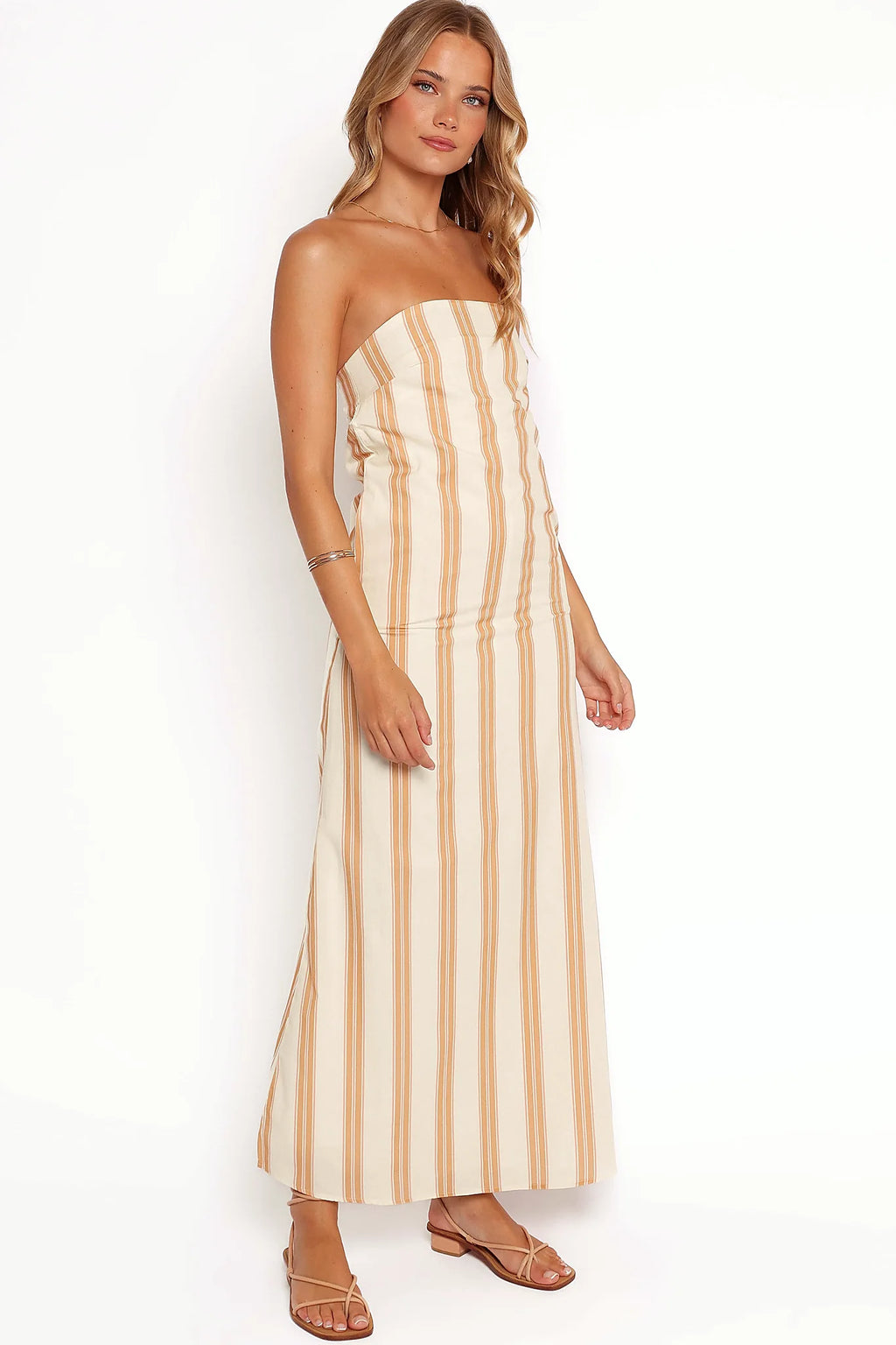 Luisa Midi Dress - Brown Stripe