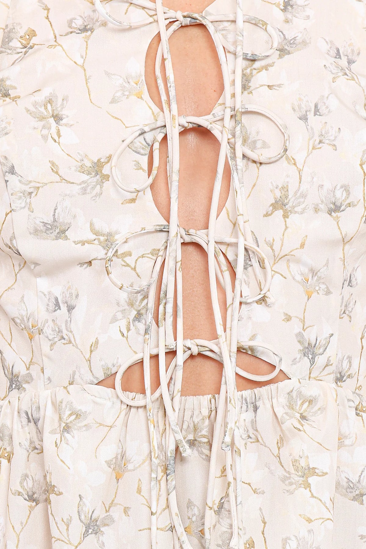 Maxi Dress - Light Beige/Green Floral
