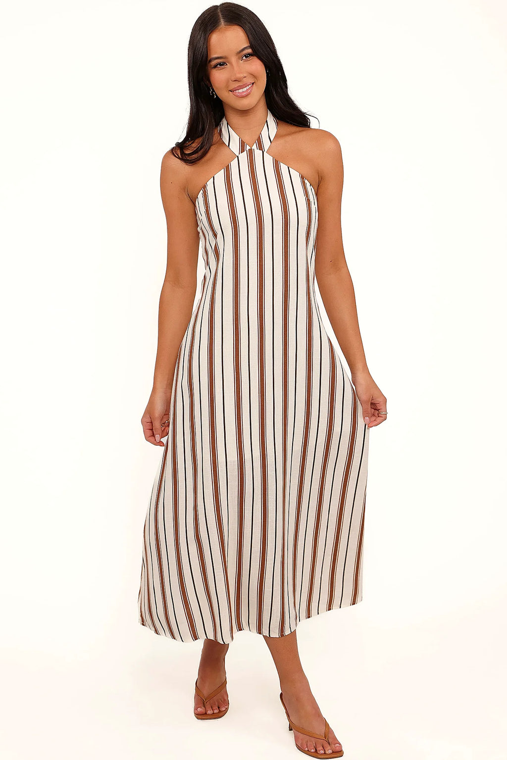 Midi Dress - Brown Stripe