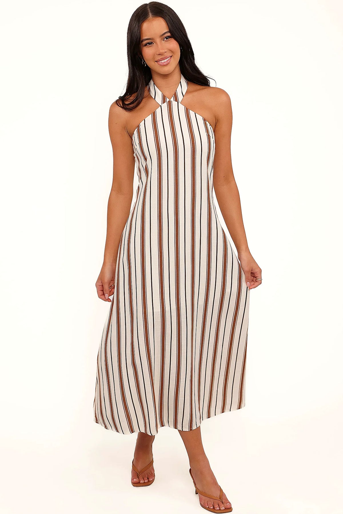 Midi Dress - Brown Stripe