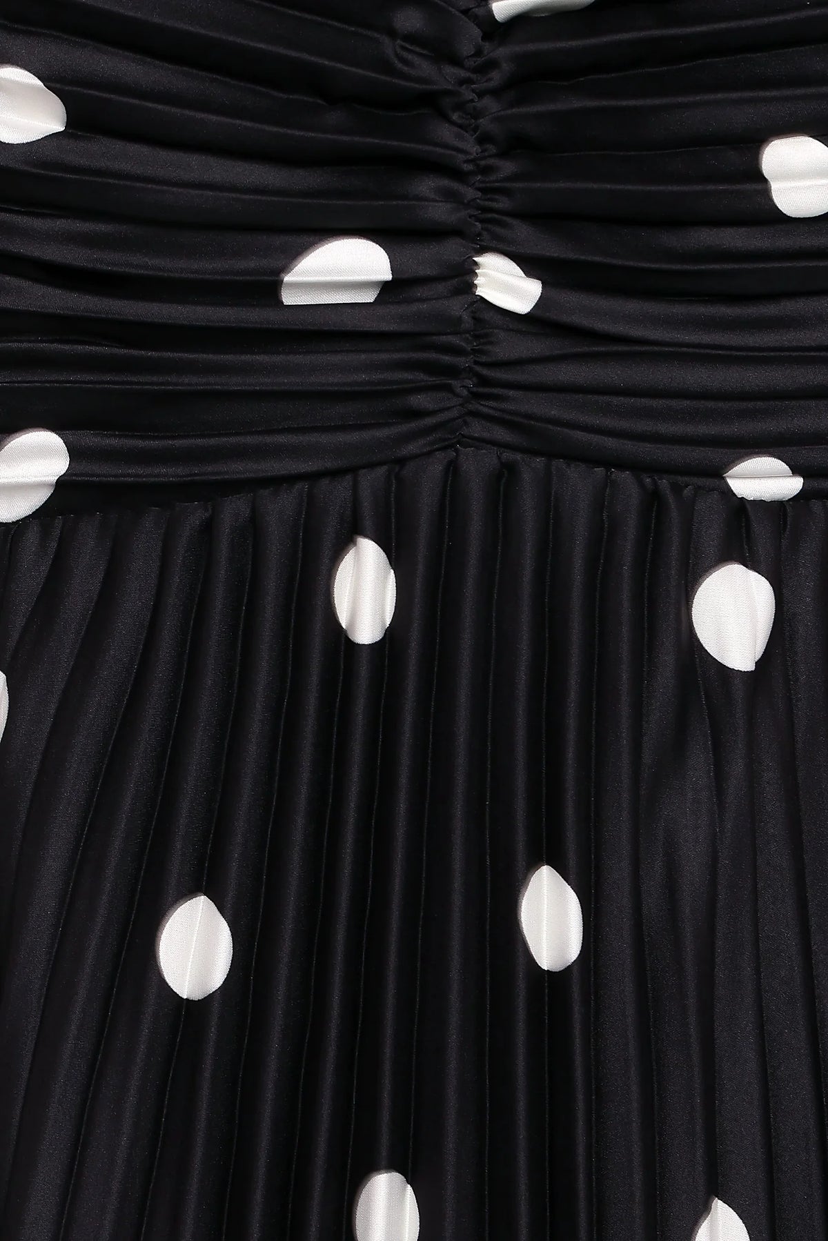 Pleated Maxi Dress - Black Polka Dot