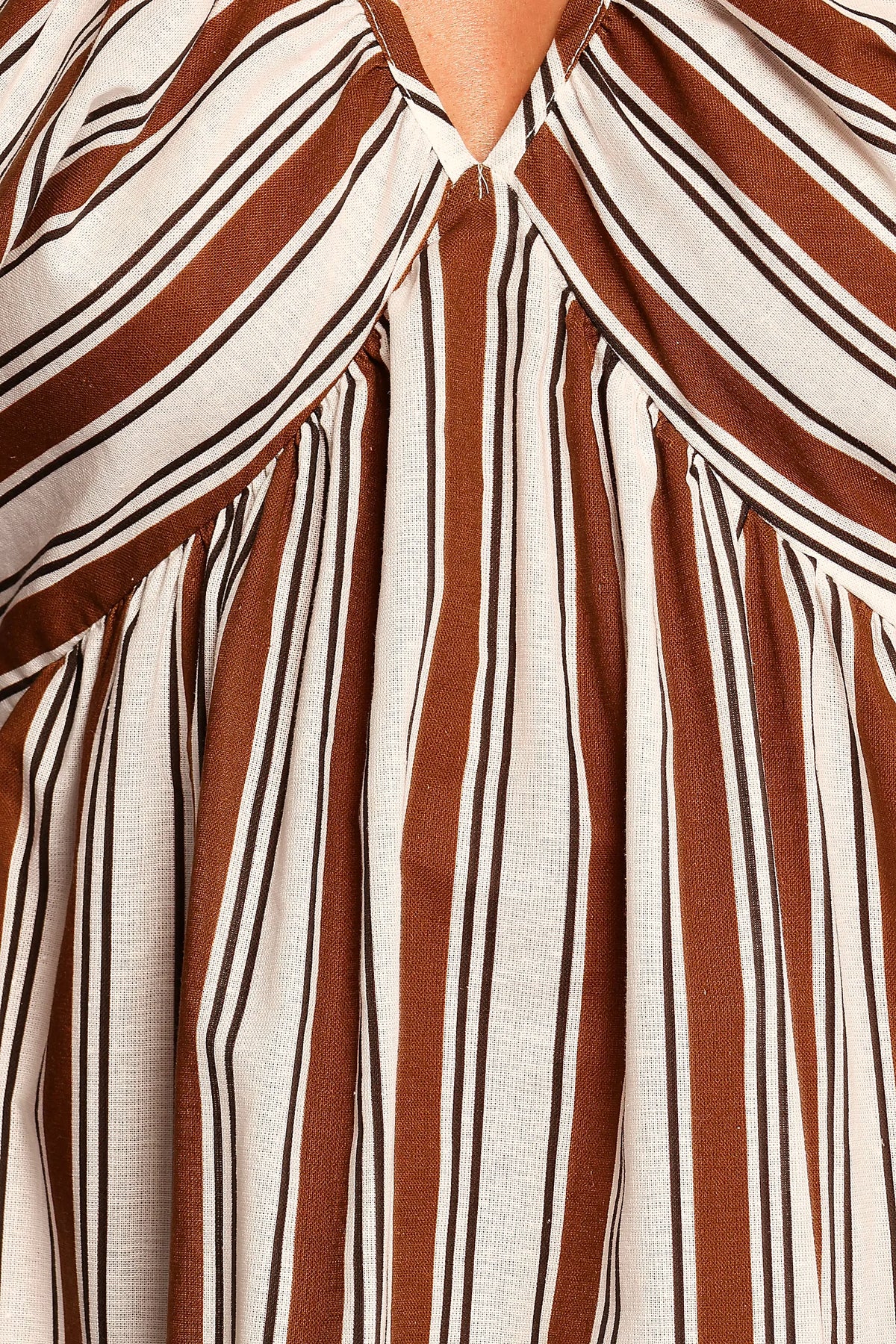 Puff Sleeve Maxi Dress - Chocolate Stripe