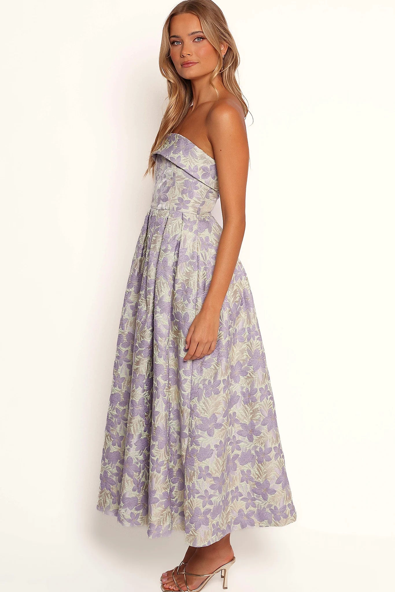 Rhea Strapless Midi Dress - Sage Floral