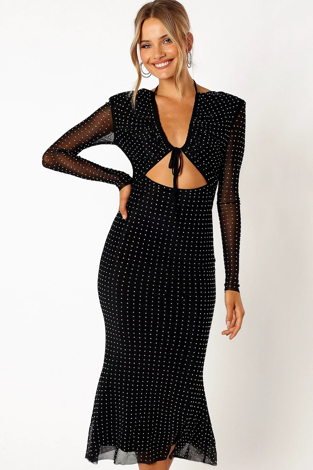 Salvatore Long Sleeve Midi Dress - Black