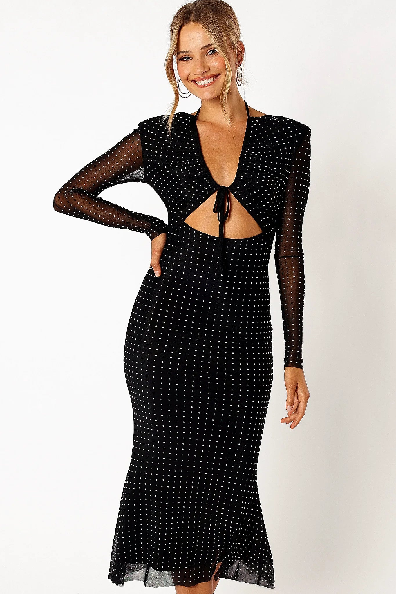 Salvatore Long Sleeve Midi Dress - Black