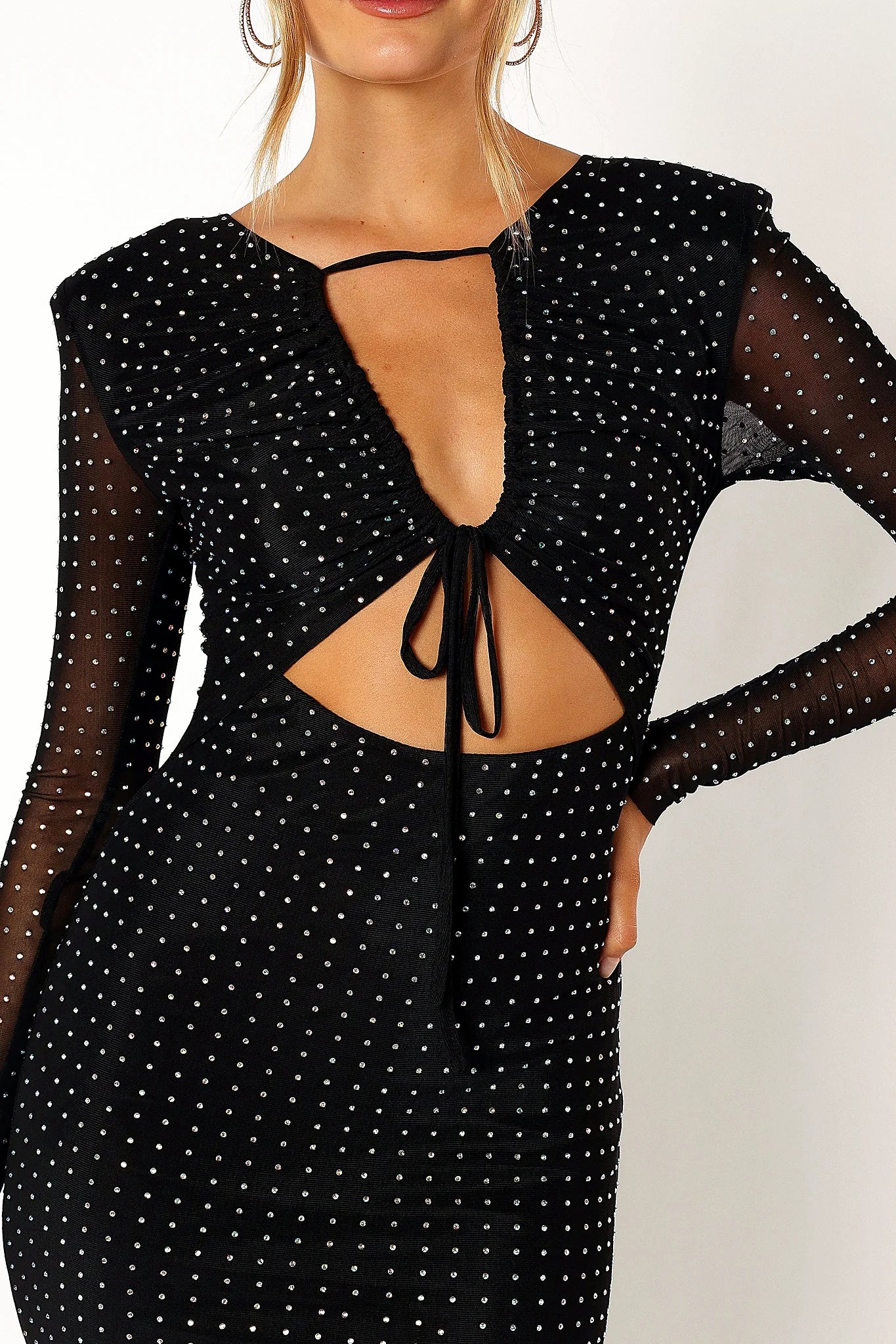 Salvatore Long Sleeve Midi Dress - Black
