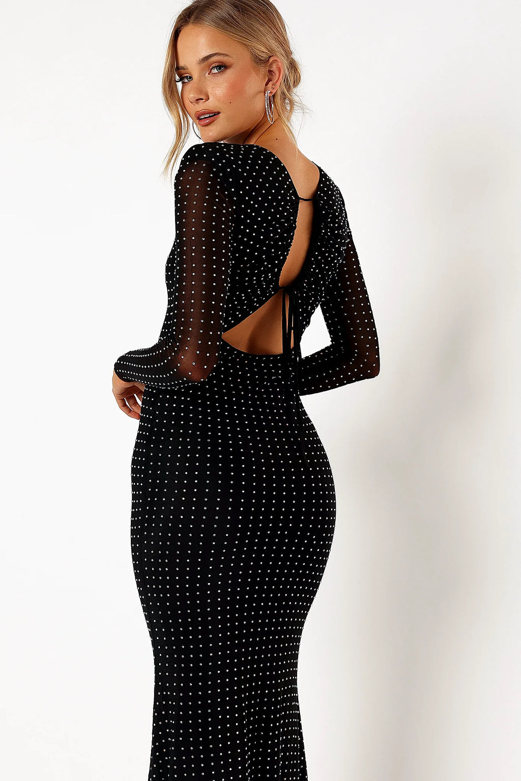 Salvatore Long Sleeve Midi Dress - Black