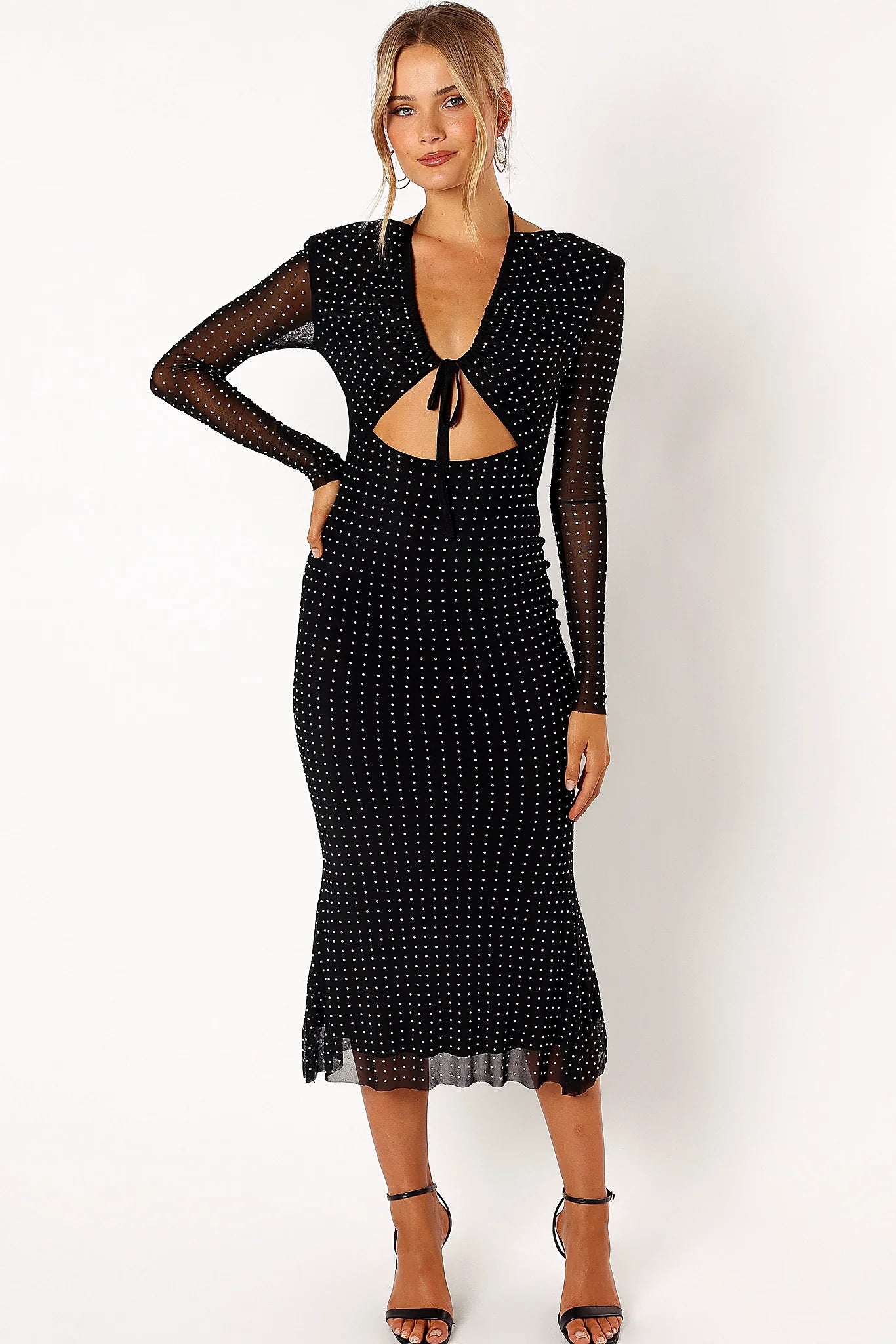 Salvatore Long Sleeve Midi Dress - Black