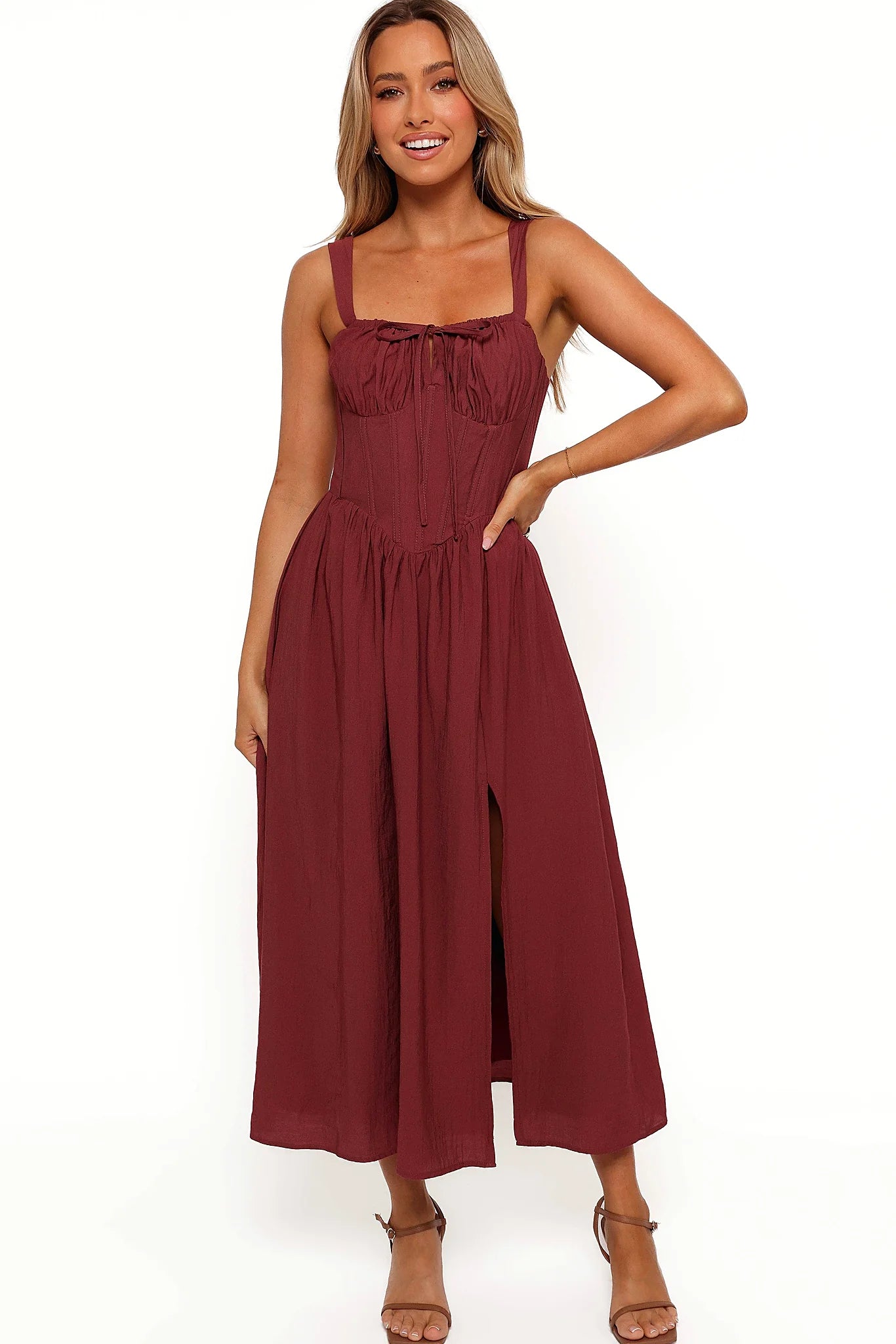 Sofie Midi Dress - Brick