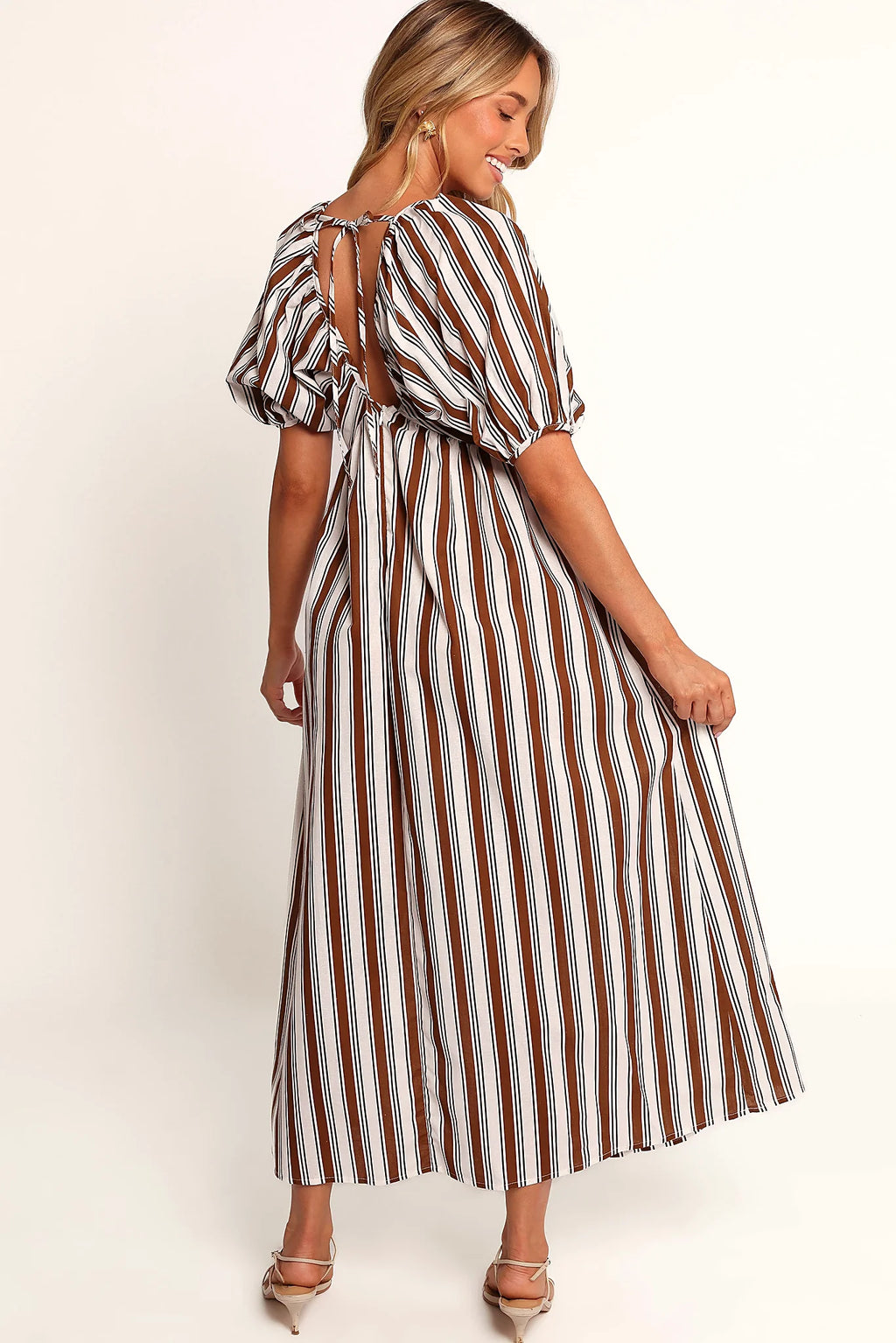 Sullivan Puff Sleeve Maxi Dress - Chocolate Stripe
