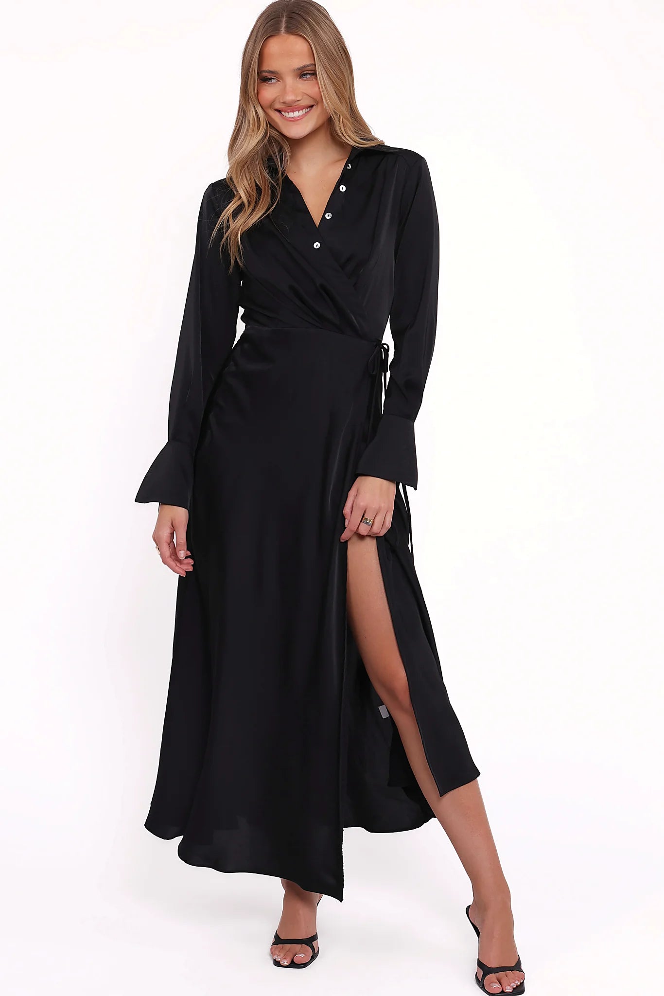 Verna Long Sleeve Maxi Dress - Black