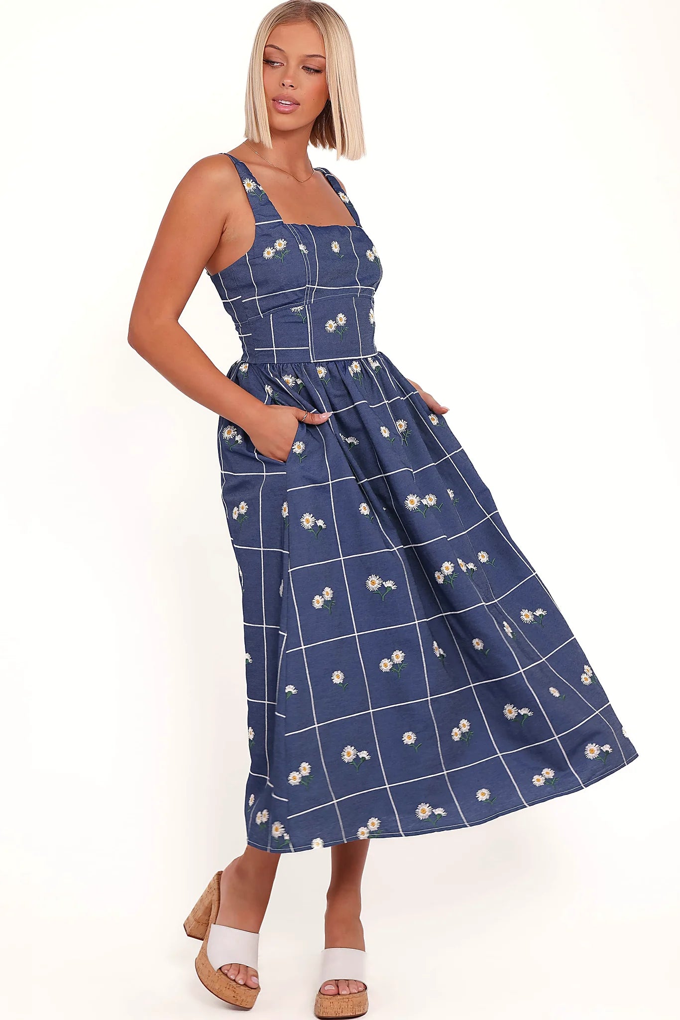 Yolande Midi Dress - Blue Floral